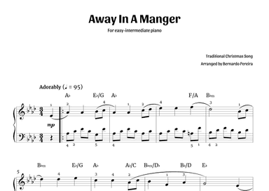 Away In A Manger (easy-intermediate piano in A? major - with chords) (arr. Bernardo Pereira)