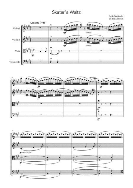 Waldteufel: Skater's Waltz (string quartet) (arr. Ian Anderson)