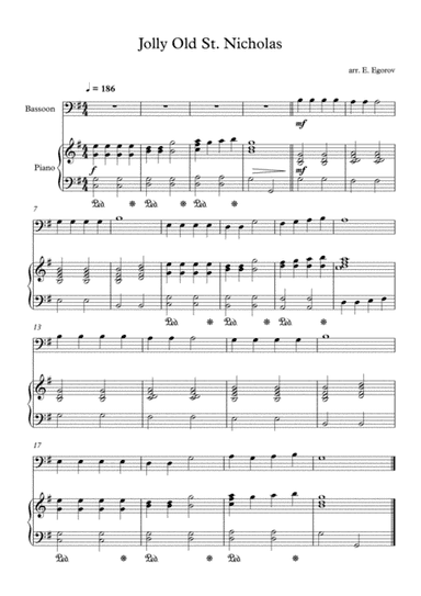 Jolly Old St. Nicholas, For Bassoon & Piano (arr. Eugene Egorov)