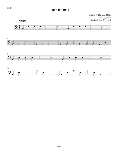 Lamimimi for beginner string orchestra.  Open strings and first finger. SCORE & PARTS.