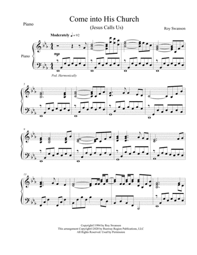 Come into His Church Piano Solo