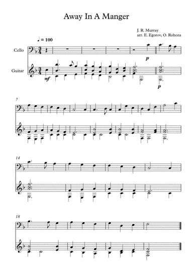 Away In A Manger, James Ramsey Murray, For Cello & Guitar