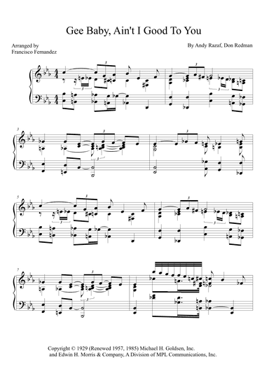Gee Baby, Ain't I Good To You (arr. Francisco Fernandez)
