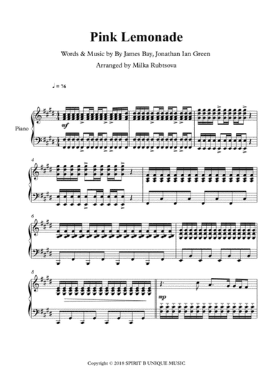 Pink Lemonade (arr. Milka Rubtsova)