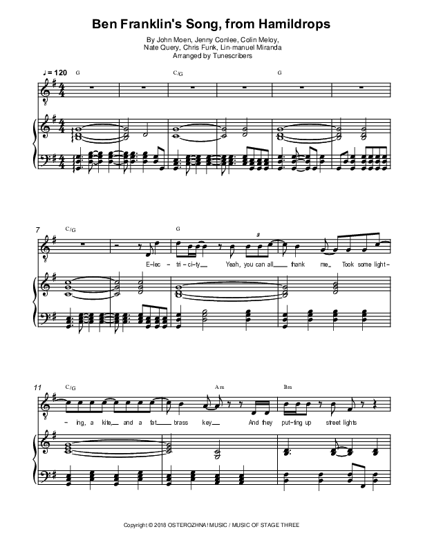 Ben Franklin's Song, from Hamildrops (arr. Tunescribers)