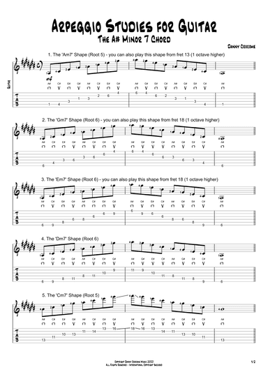 Arpeggio Studies for Guitar - The A# Minor 7 Chord