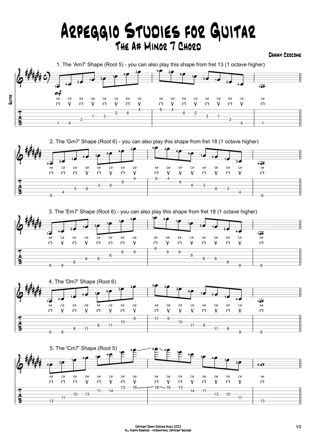 Arpeggio Studies for Guitar - The A# Minor 7 Chord