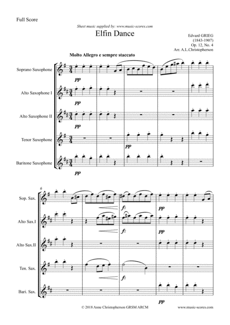 Fairy Dance, Op.12, No.4 - Sax Quintet (arr. Anne Christopherson GRSM ARCM)