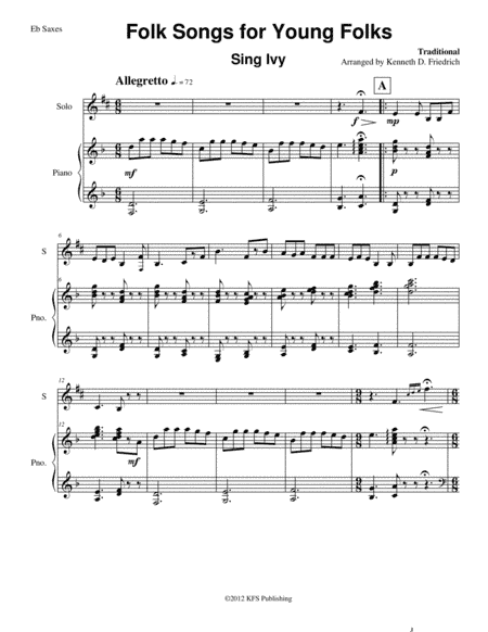Folk Songs for Young Folks, Vol. 1 - alto sax and piano (arr. Kenneth D. Friedrich)