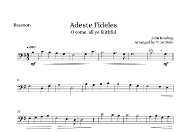 Adeste Fideles (O Come, All Ye Faithful) - basson (arr. Vitor Melo)