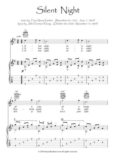 Silent Night Christmas carol Violin guitar duet (arr. PianoSheetNow)
