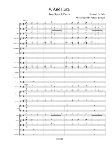 Manuel De Falla - The Four Spanish Pieces, #4 Andaluza , Orchestrated by Arkady Leytush, Full Orches