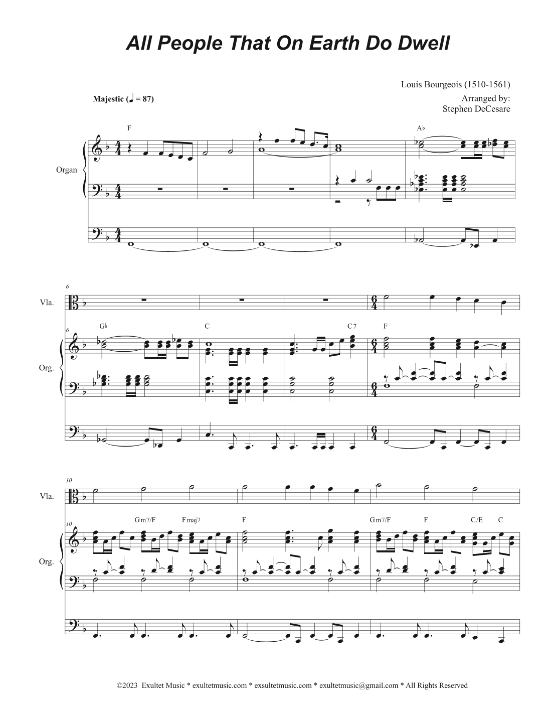 All People That On Earth Do Dwell (Viola solo and Organ) (arr. Stephen DeCesare)