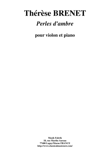 Thérèse Brenet - Perles d'Ambre  for violin and piano