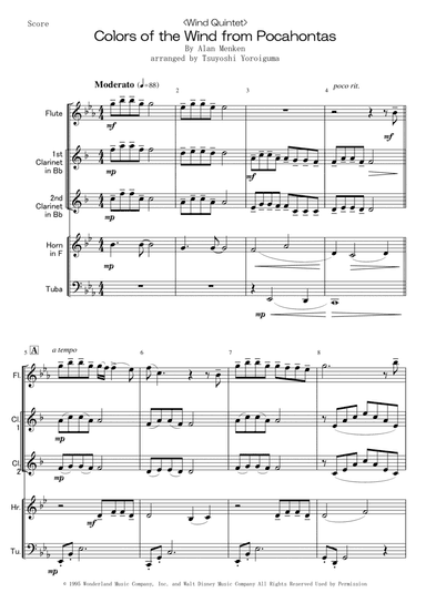 Colors Of The Wind (arr. Tsuyoshi Yoroiguma)