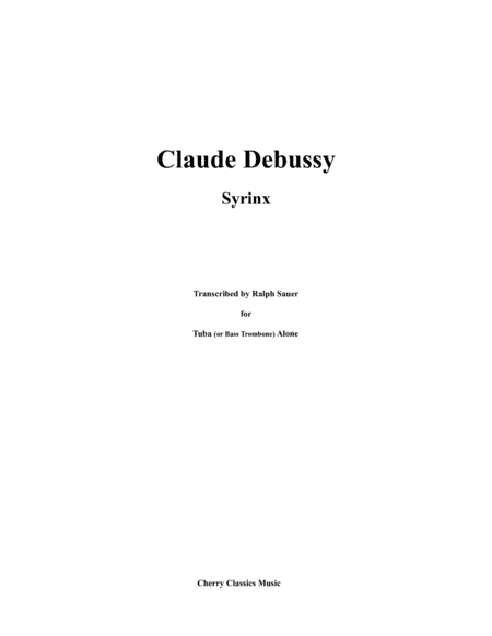 Syrinx for Unaccompanied Bass Trombone (arr. Sauer, Ralph)