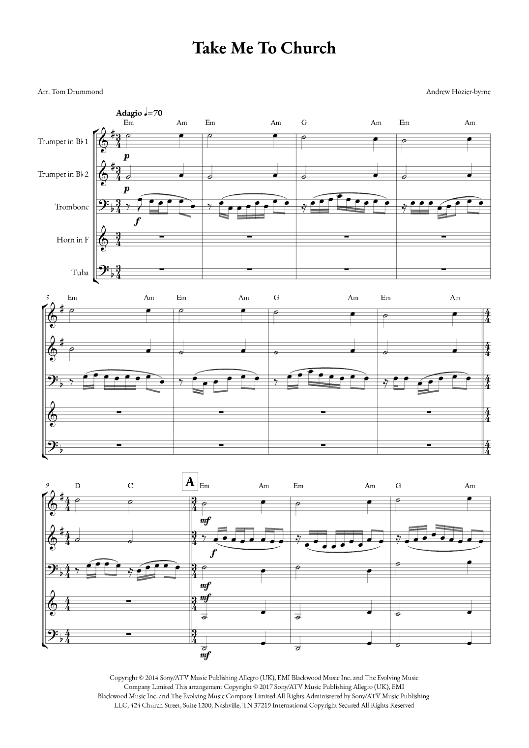 Take Me To Church (arr. Tom Drummond)