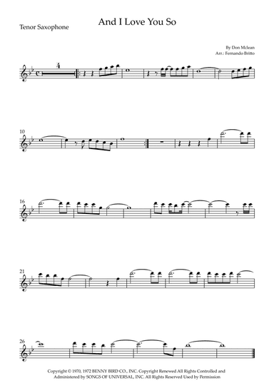 And I Love You So (arr. Fernando Britto)