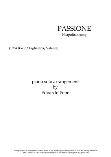Passione (Neapolitan song) (arr. Edoardo Pepe)