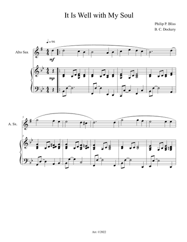 It Is Well with My Soul (Alto Sax Solo with Piano Accompaniment) (arr. B. C. Dockery)