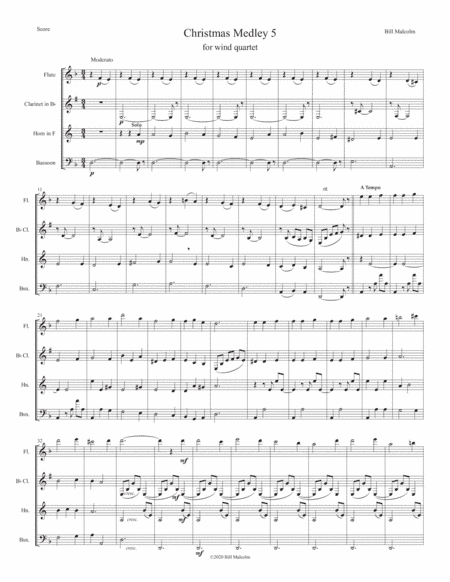 Christmas Medley 5 for wind quartet (arr. Bill Malcolm)