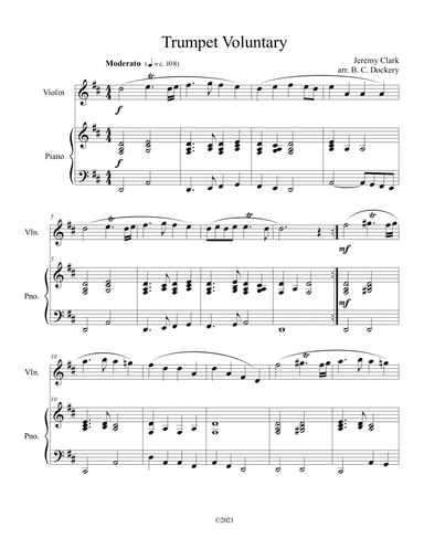 Trumpet Voluntary (Violin Solo) with piano accompaniment (arr. B. C. Dockery)