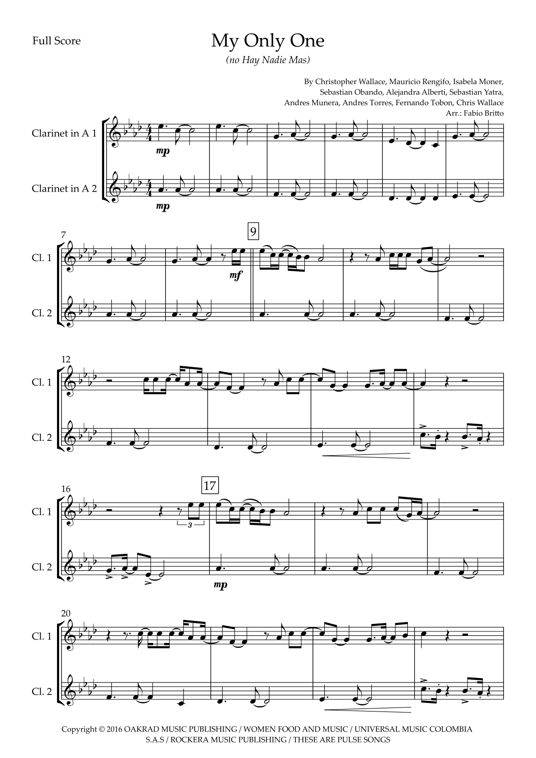 My Only One (no Hay Nadie Mas) (arr. Ottirb Sage)