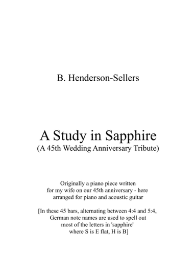 A Study in Sapphire (arranged for piano and acoustic guitar)