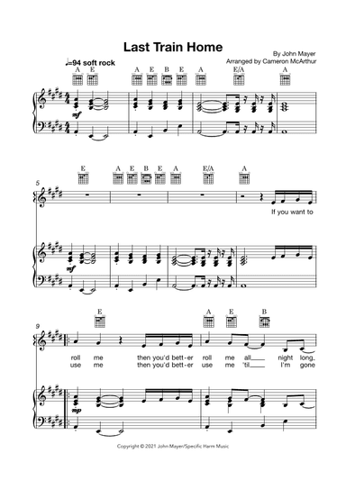 Last Train Home (arr. Cameron McArthur)