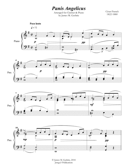 Franck: Panis Angelicus for Clarinet & Piano (arr. James M. Guthrie, ASCAP)