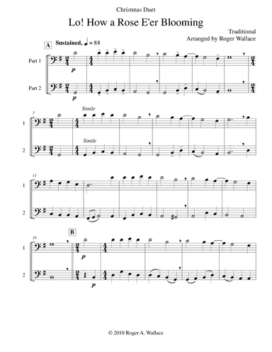 Lo! How a Rose E'er Blooming (Bassoon Duet) (arr. Roger Wallace)