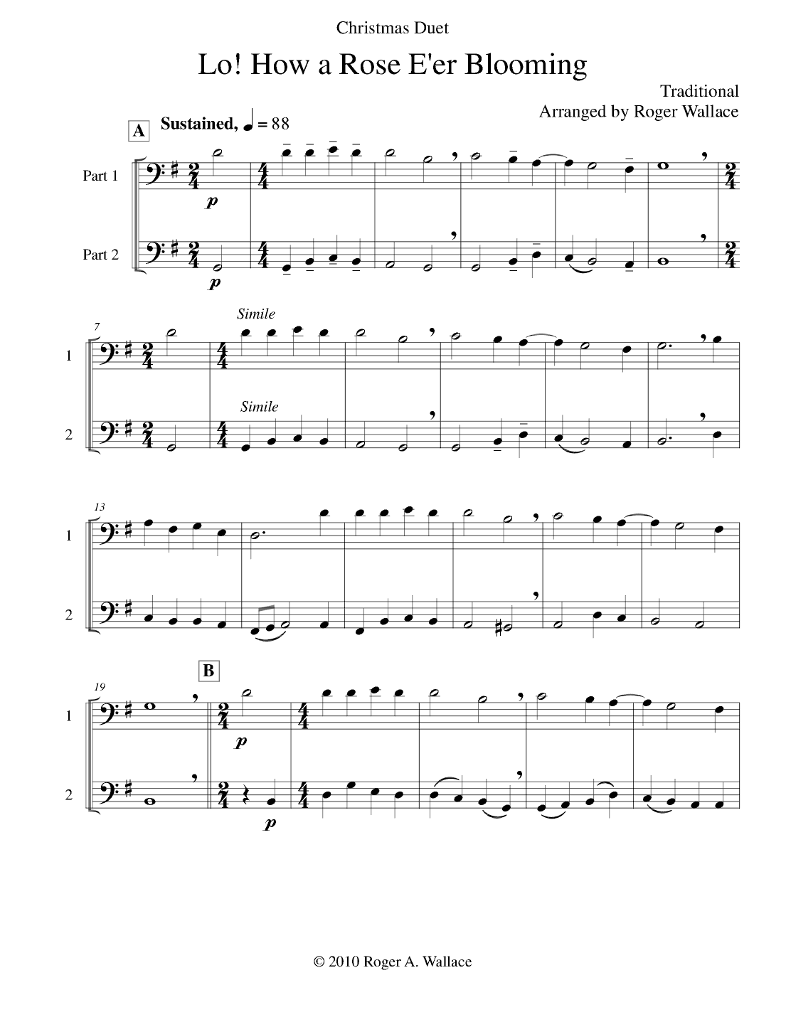 Lo! How a Rose E'er Blooming (Bassoon Duet) (arr. Roger Wallace)