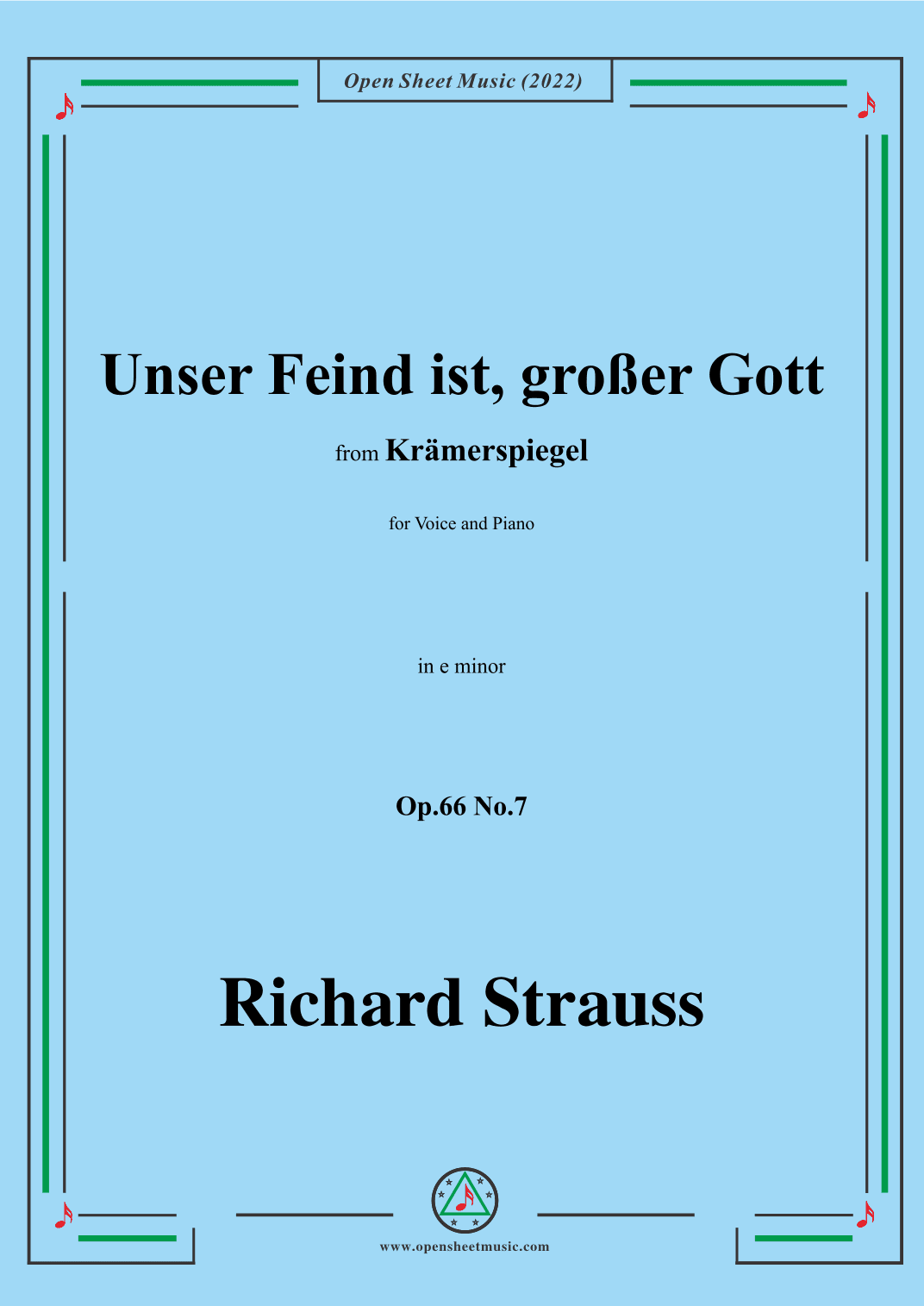 Richard Strauss-Unser Feind ist,großer Gott,in e minor,Op.66 No.7 (arr. OSM Press)