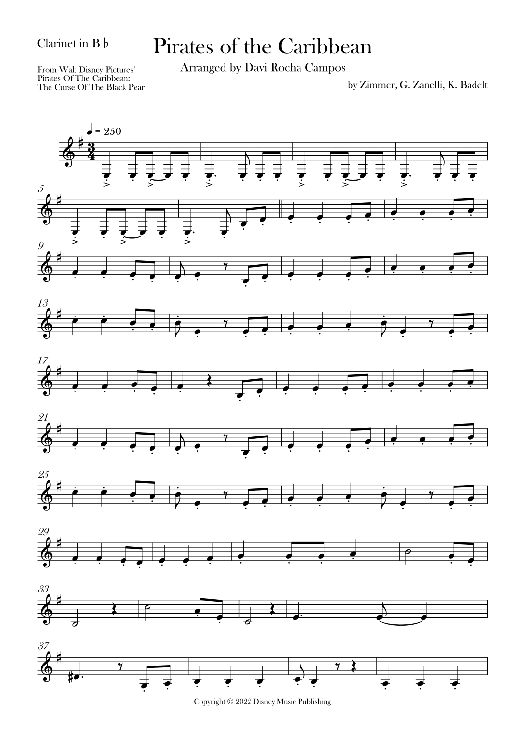 Pirates Of The Caribbean (arr. Davi Rocha Campos)