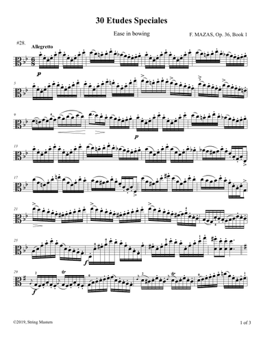 Mazas, Etudes for Viola Op 36, Book 1, No.28 (arr. String Masters)