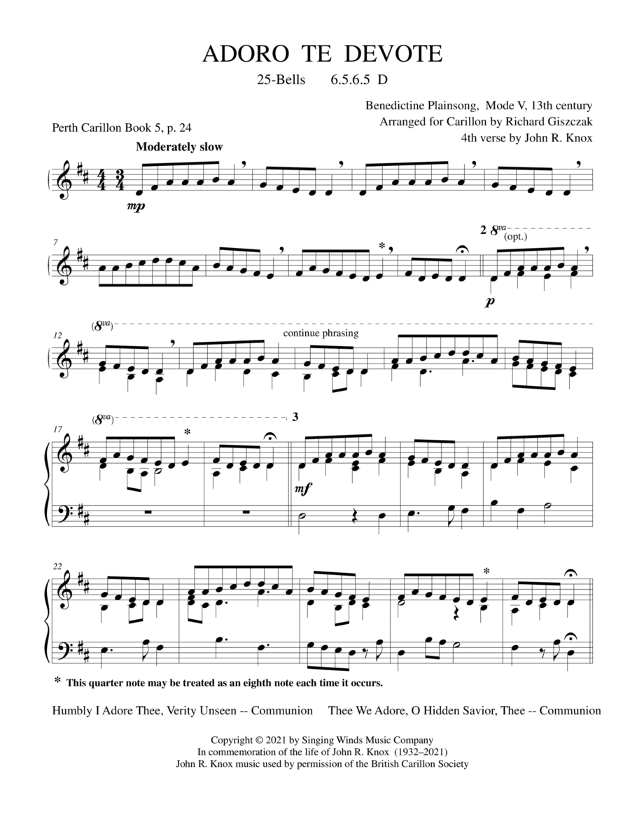 25B. ADORO TE DEVOTE (arr. John R. Knox & Richard Giszczak)
