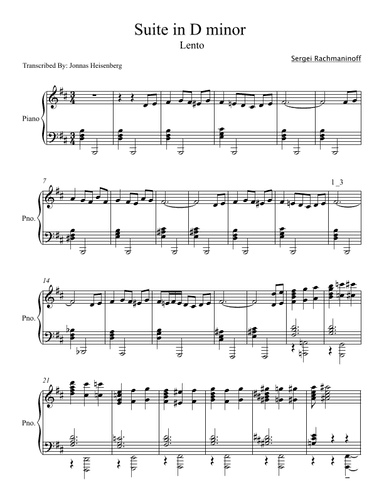 Rachmaninoff: Suite In D minor - Lento (arr. Jonnas Heisenberg)