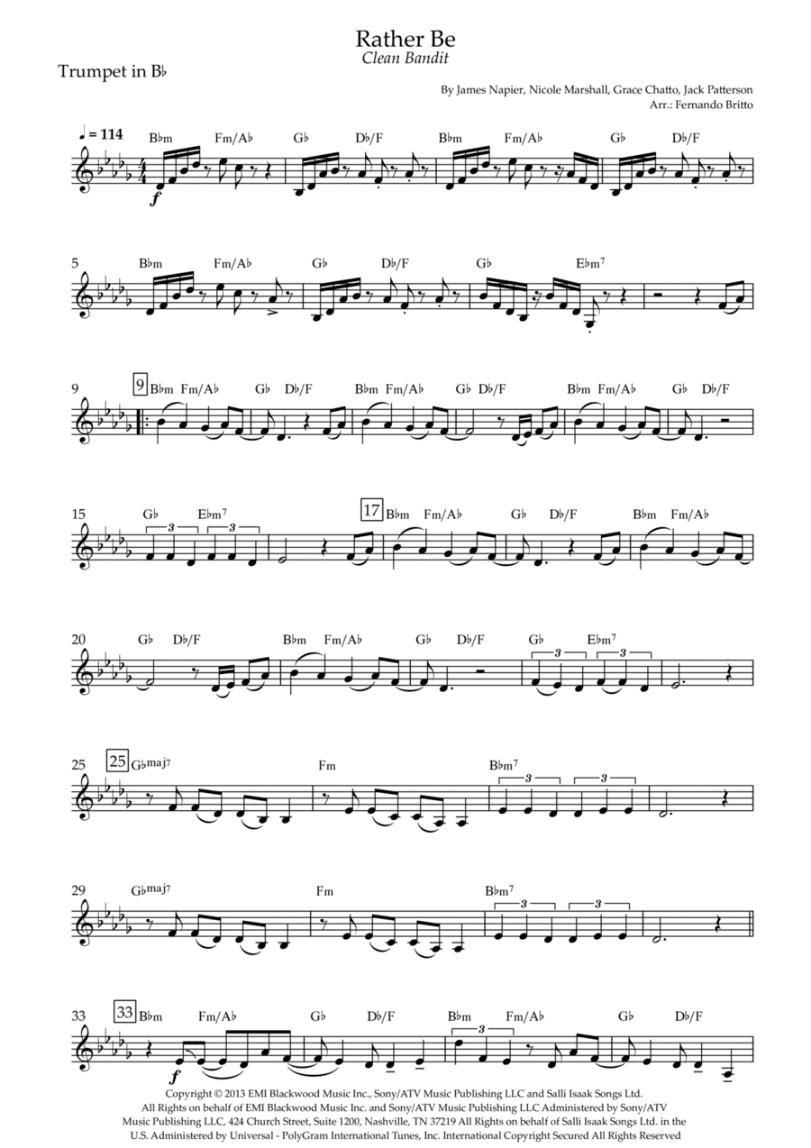 Rather Be (arr. Fernando Britto)