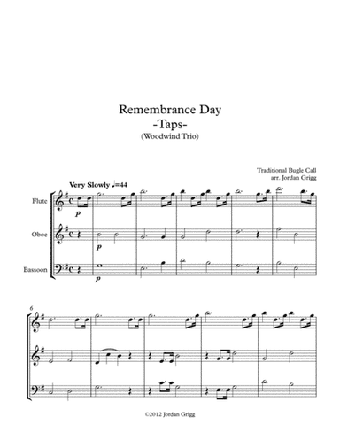 Remembrance Day. 'Taps' (Woodwind Trio) (arr. Jordan Grigg)