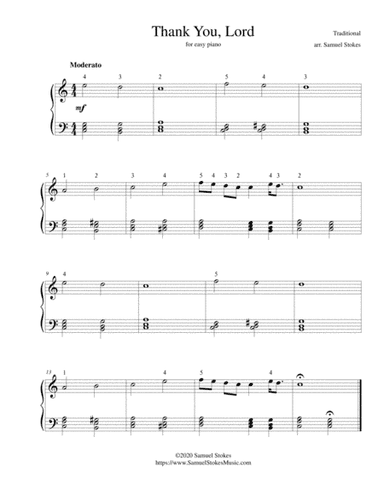 Thank You, Lord - for easy piano (arr. Samuel Stokes)