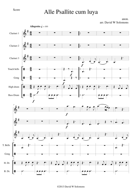 Alle psallite cum luya for clarinet trio and percussion (arr. David Warin Solomons)
