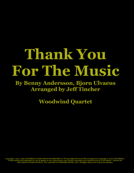 Thank You For The Music (arr. Jeff Tincher)