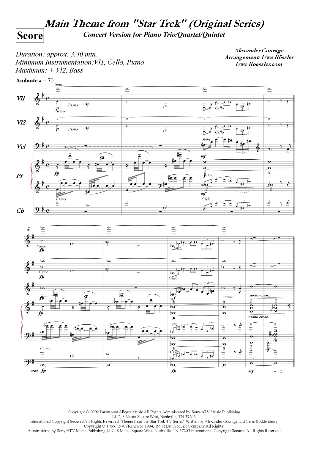 Star Trek Main Theme (arr. Uwe Rössler Roessler Rassler)