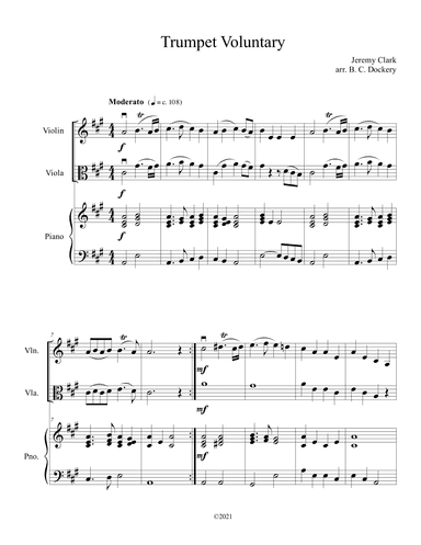 Trumpet Voluntary (Violin and Viola Duet with Piano Accompaniment) (arr. B. C. Dockery)