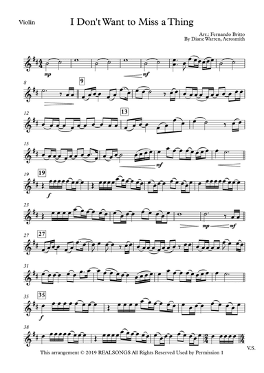 I Don't Want To Miss A Thing (arr. Fernando Britto)