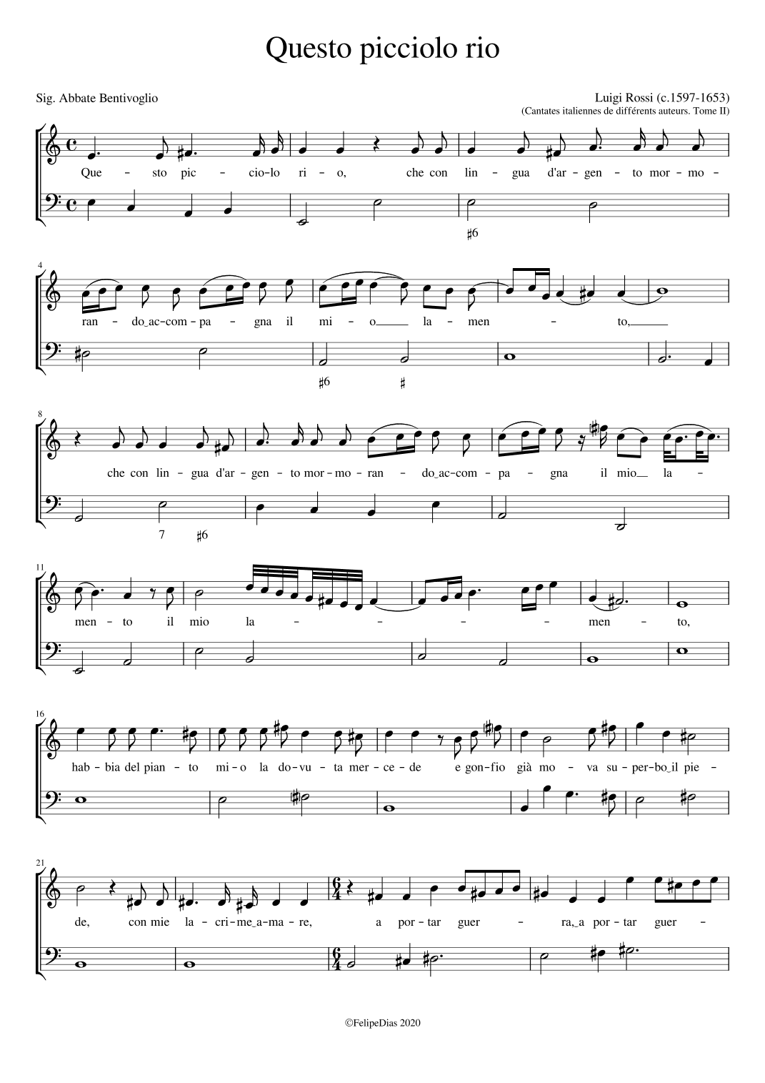 Questo picciolo rio (arr. Early Music Scores)