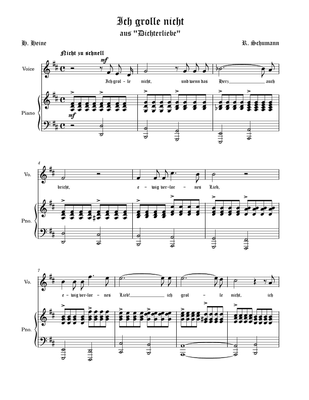 Ich grolle nicht D major (D-dur) (arr. Vladyslav Panfilenko)