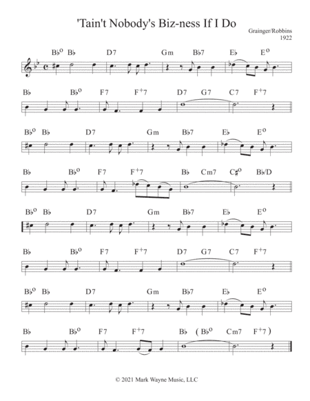 'Tain't Nobody's Bus'ness If I Do (arr. Mark W. Huxhold)