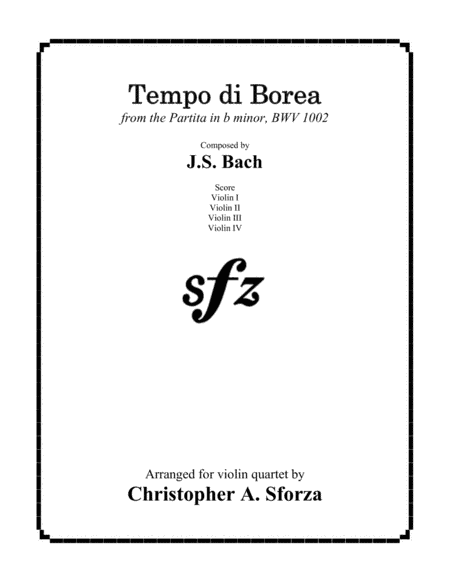 Tempo di Borea, for violin quartet (arr. Christopher A. Sforza)
