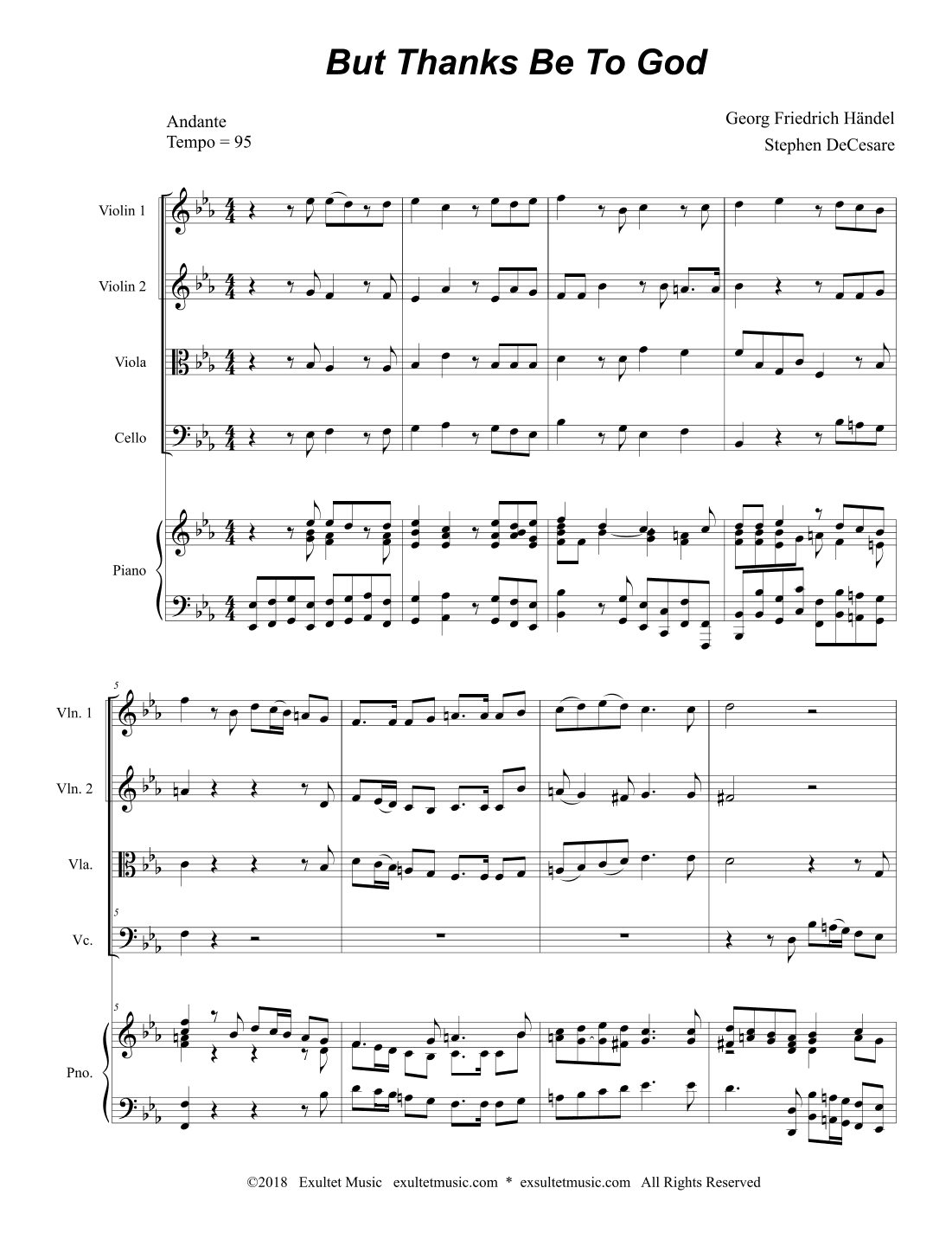 But Thanks Be To God (String Quartet and Piano) (arr. Stephen DeCesare)